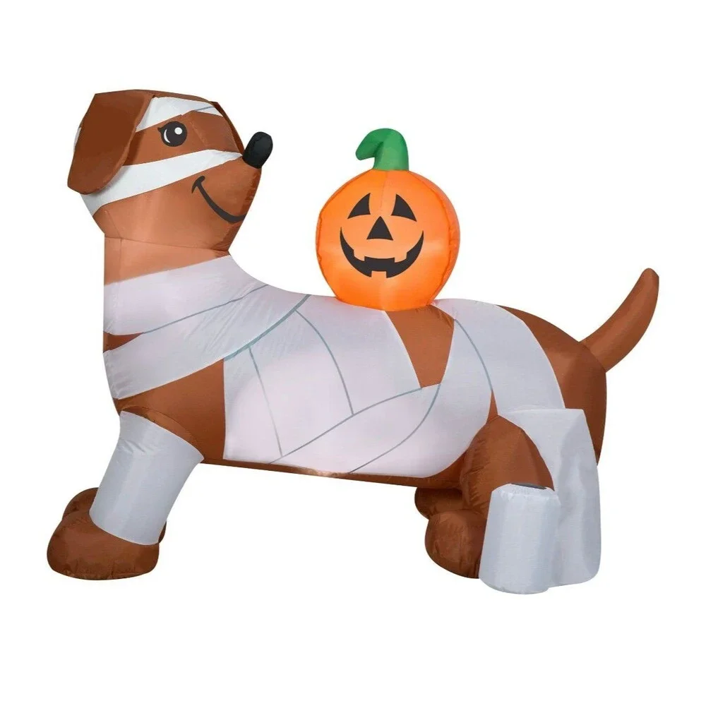 4.5ft Mummy Dachshund Dog with Pumpkin Halloween Inflatable